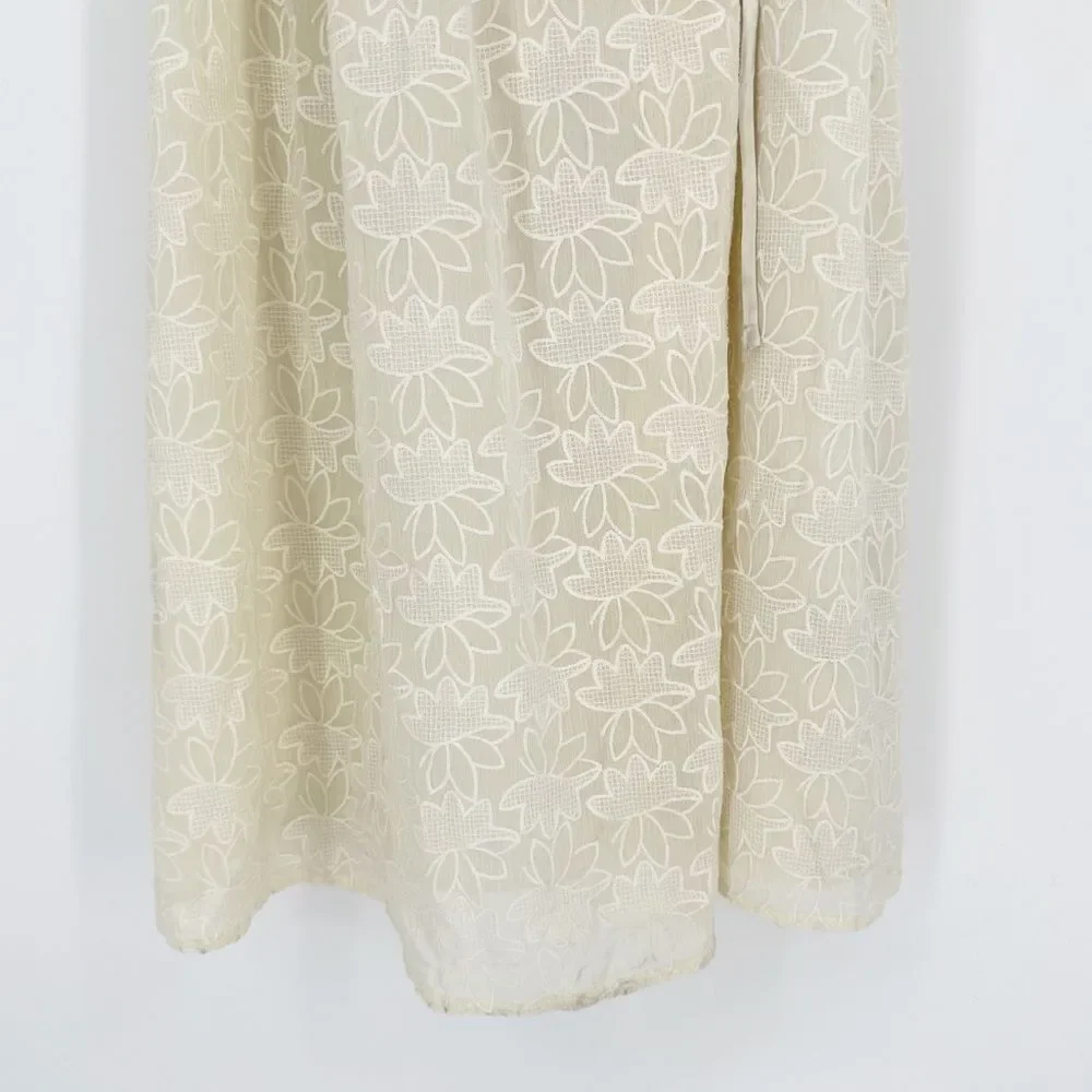 NEW Madewell Embroidered Pleated Wrap Dress Midi Sleeveless in Ivory Women's S